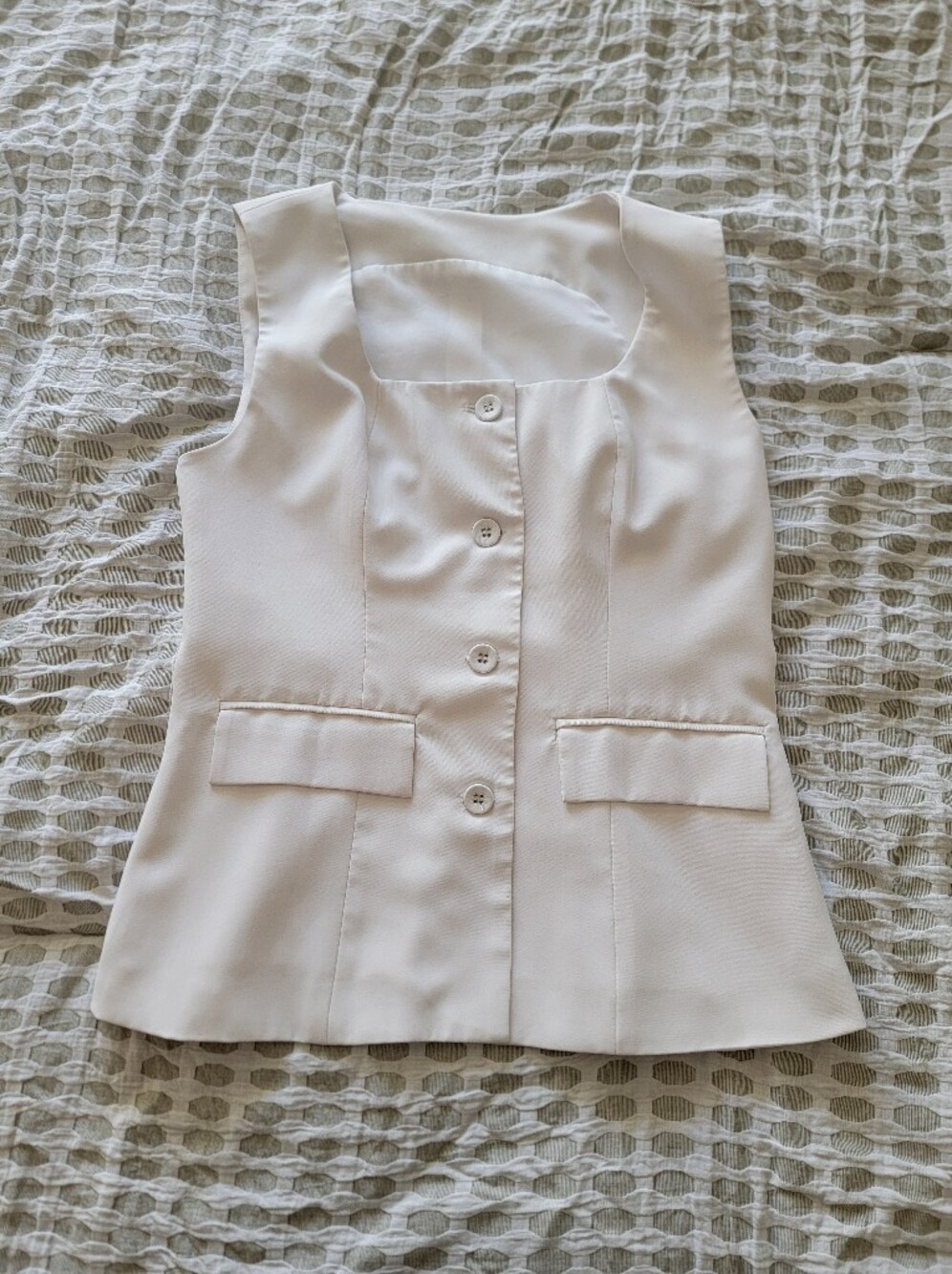 Women's Cream Button-Front Vest Jacket